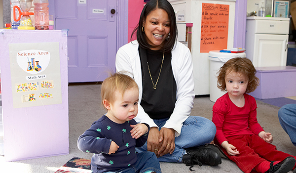 Pre-k kids with teacher